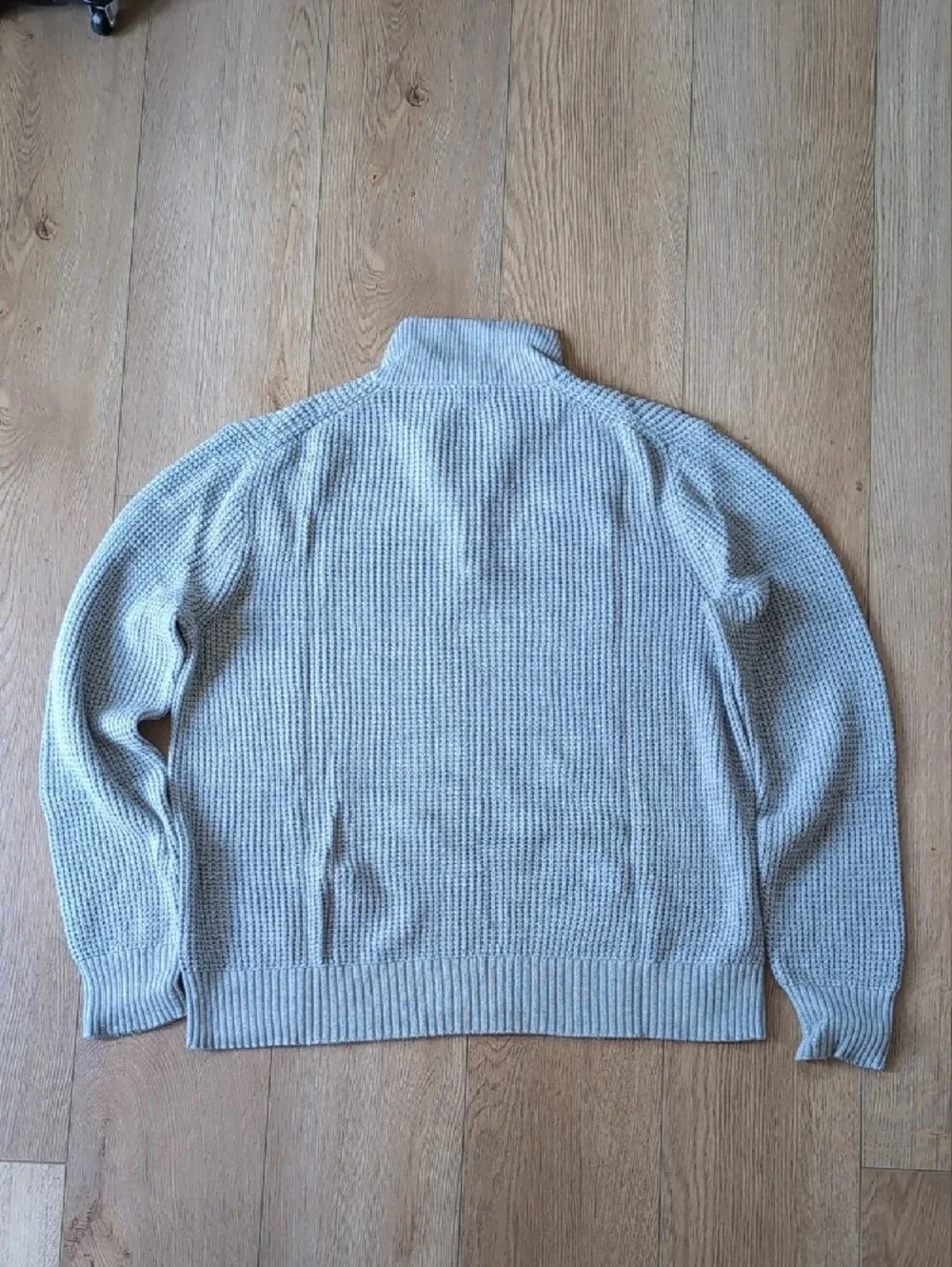 J. Crew Men's Light Gray Half-Zip Waffle Knit Sweater